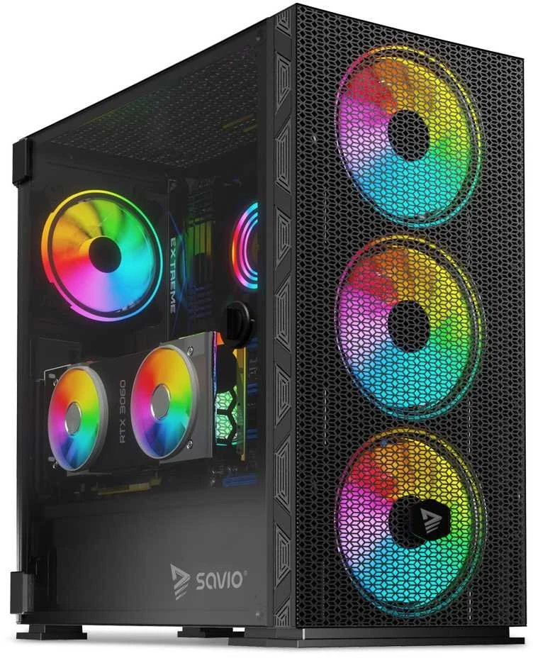 Kompiuterio korpusas Savio Raptor X1, Tempered Glass, ARGB, Black