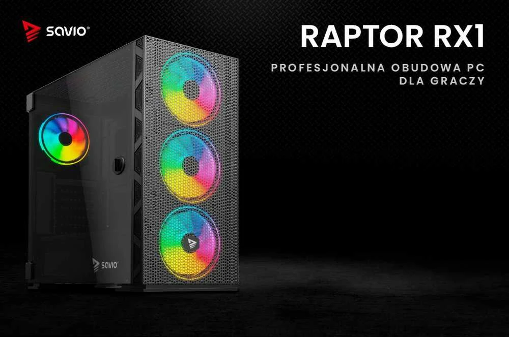 Kompiuterio korpusas Savio Raptor X1, Tempered Glass, ARGB, Black
