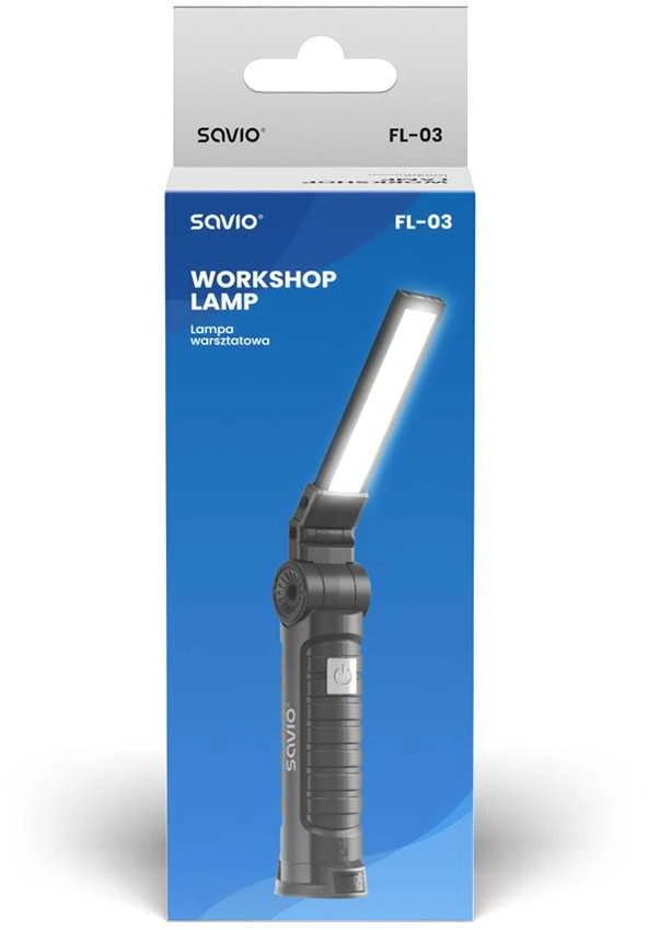 LED Lempa - Savio FL-03 COB Įkraunama, USB-C, 150 lm, Sukamoji Galvutė, Magnetas