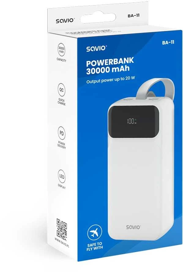 Savio BA-11 30000 mAh balta