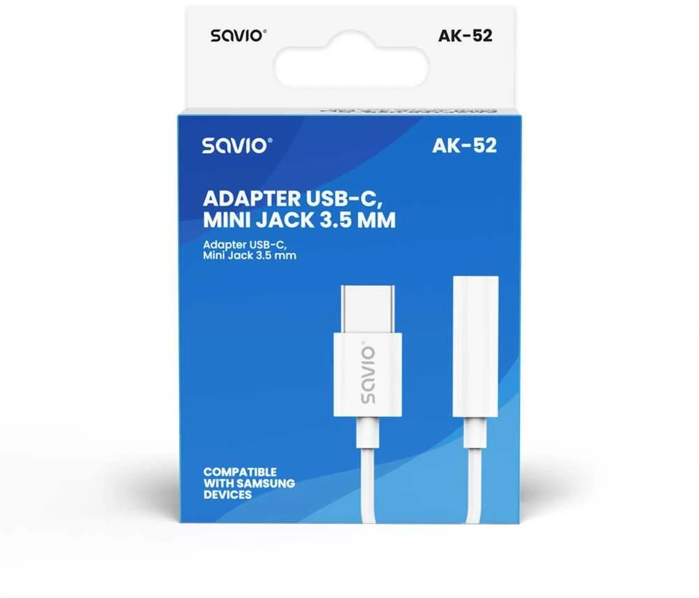 Savio AK-52 USB-C į 3.5mm adapteris – pakuotė
