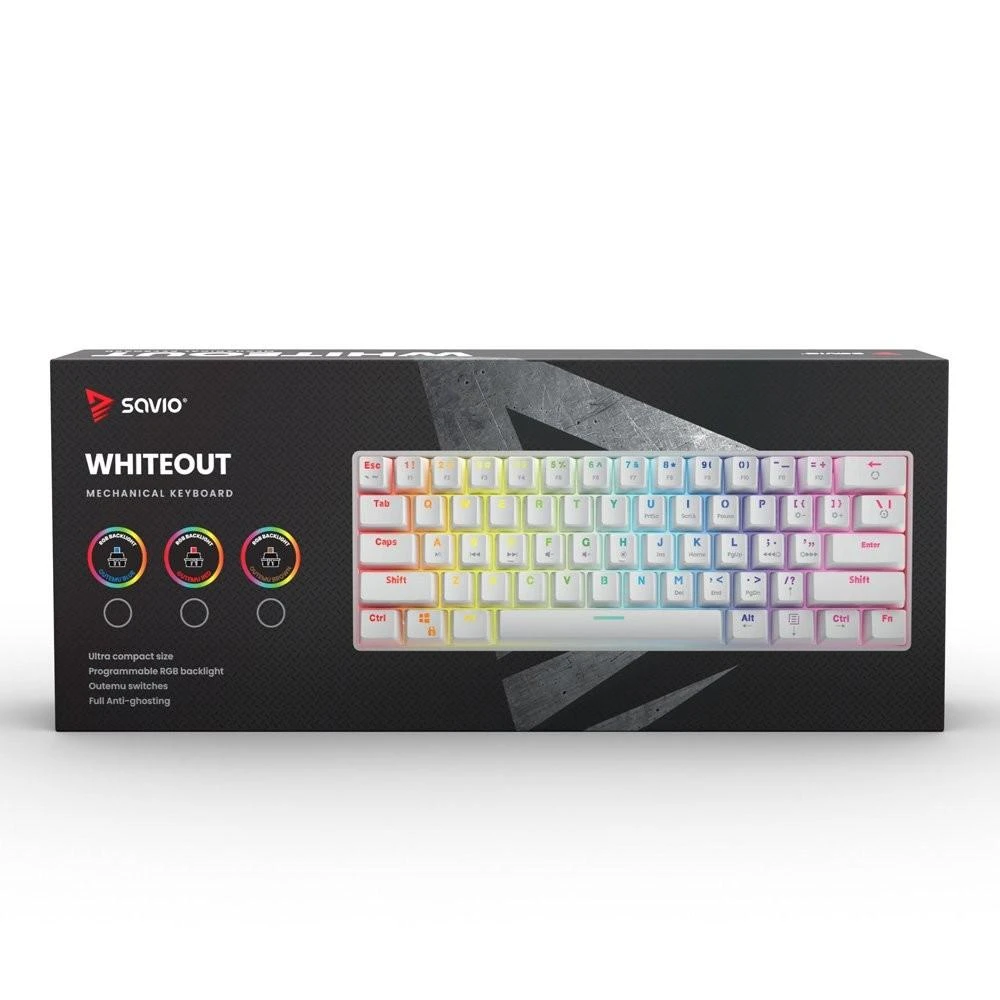 Savio Whiteout Outemu Raudona mechaninė klaviatūra