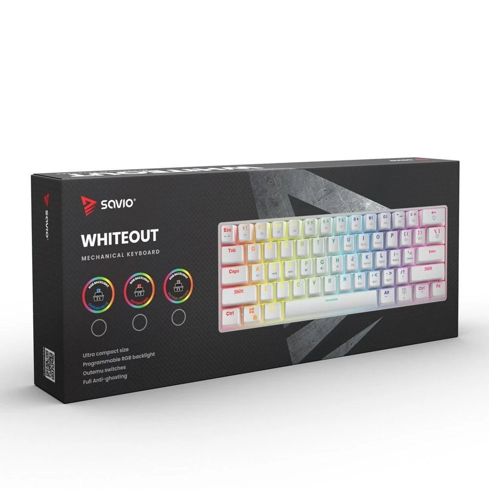 Savio Whiteout Outemu Raudona mechaninė klaviatūra