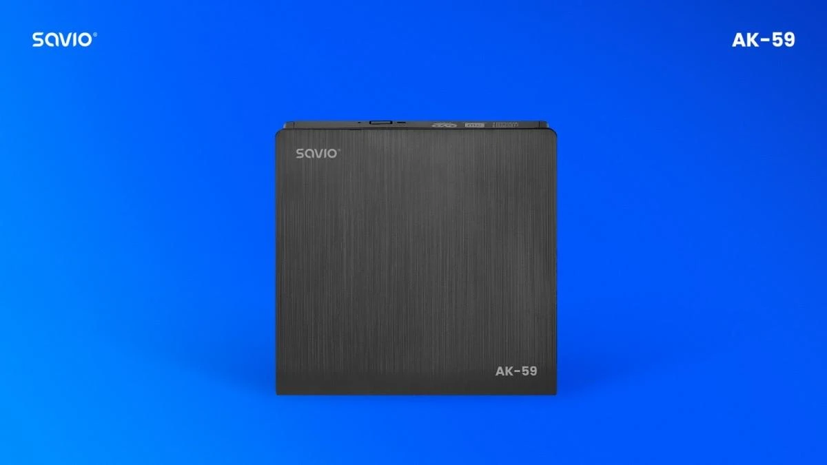 Išorinis CD/DVD Rašytuvas - Savio AK-59 Slim R/RW - USB-C/USB-A, Juodas