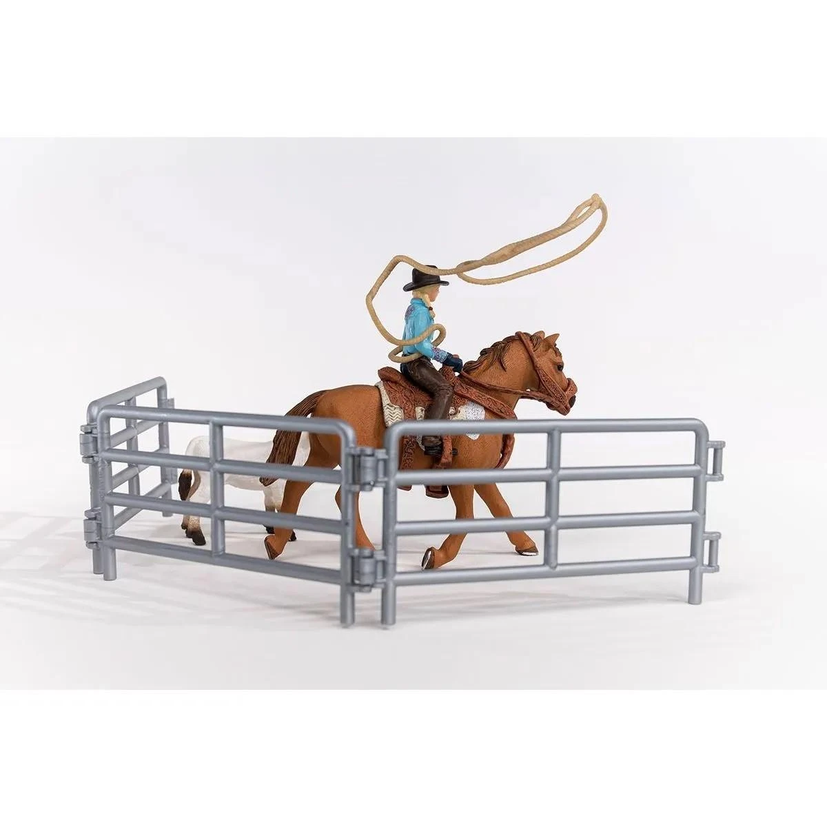 SCHLEICH „Naminiai gyvūnai“ Rinkinys - Raitelė ant žirgo su veršiuku