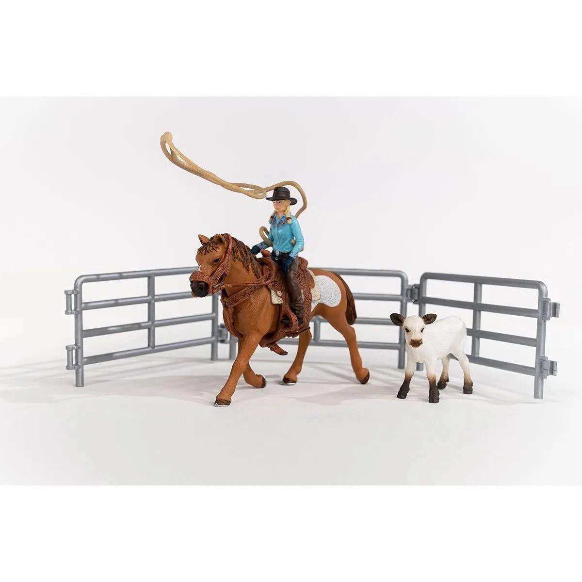 SCHLEICH „Naminiai gyvūnai“ Rinkinys - Raitelė ant žirgo su veršiuku