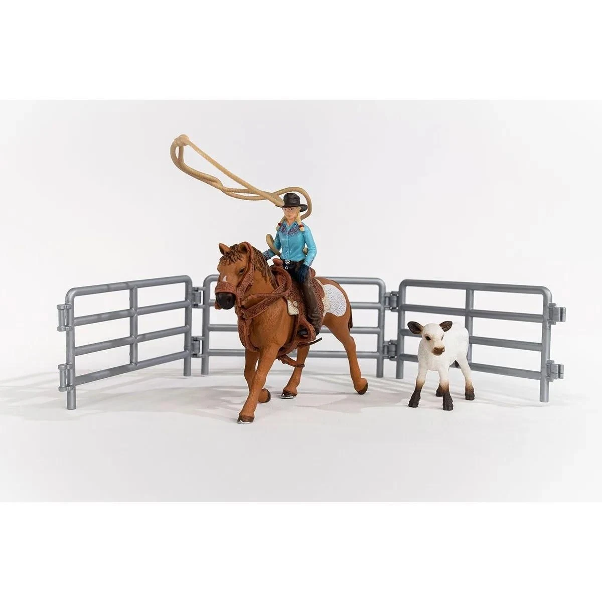 SCHLEICH „Naminiai gyvūnai“ Rinkinys - Raitelė ant žirgo su veršiuku