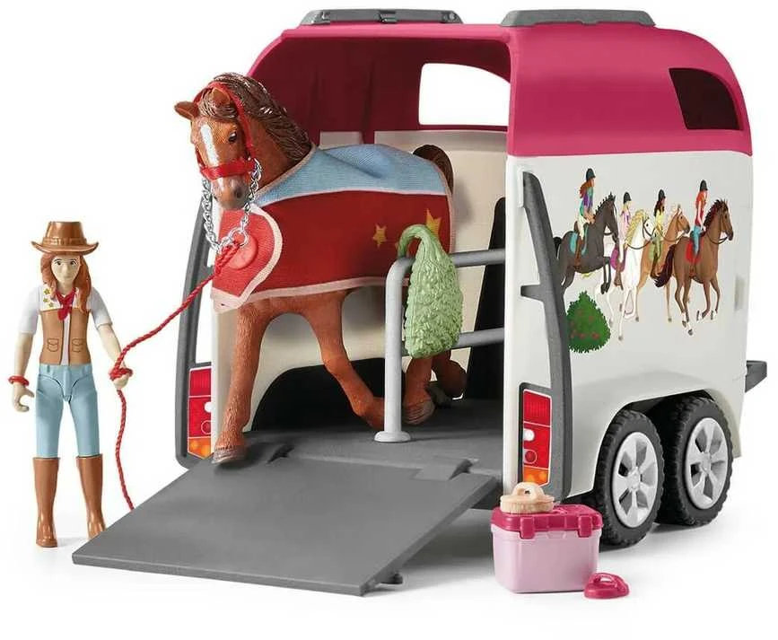 SCHLEICH HORSE CLUB Nuotykis keliaujant automobiliu su priekaba arkliams aprašymas - Prekės nuotrauka