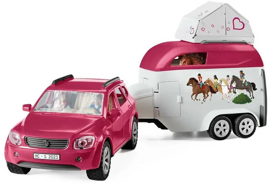 SCHLEICH HORSE CLUB Nuotykis keliaujant automobiliu su priekaba arkliams
