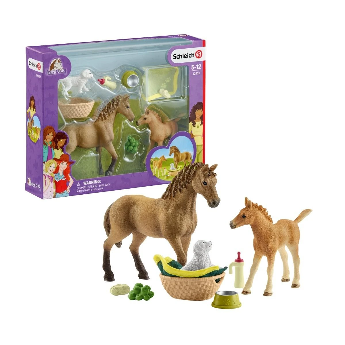SCHLEICH HORSE CLUB „Arklių Klubas“: Saros jauniklių priežiūros rinkinys