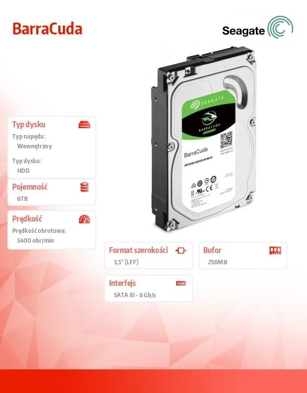 Kietasis diskas Seagate Barracuda ST6000DM003 5400 RPM, 6000 GB