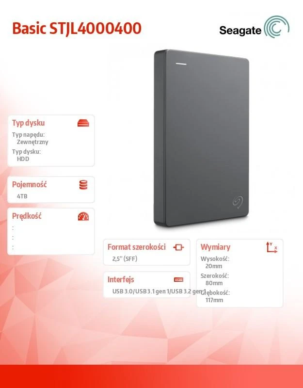 Išorinis kietasis diskas Seagate Basic HDD 4TB