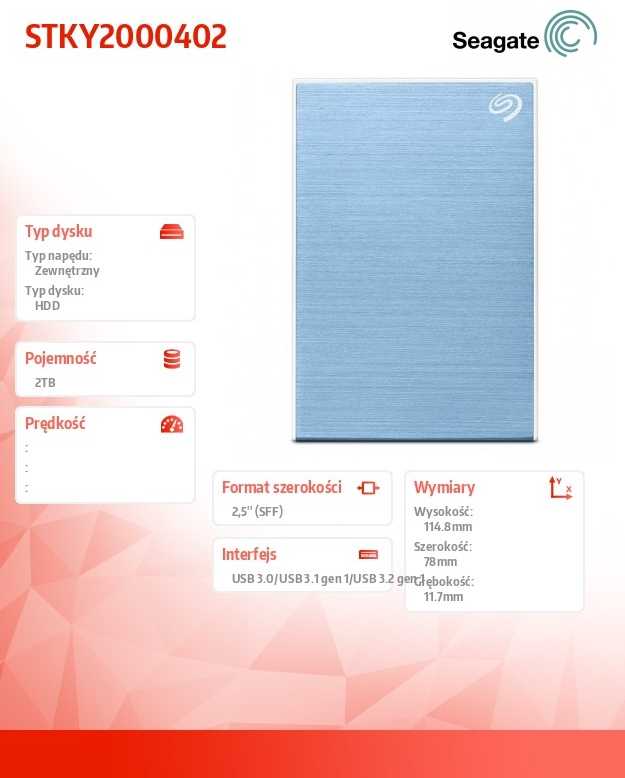 Kietasis diskas „Seagate One Touch HDD 2TB“ mėlyna