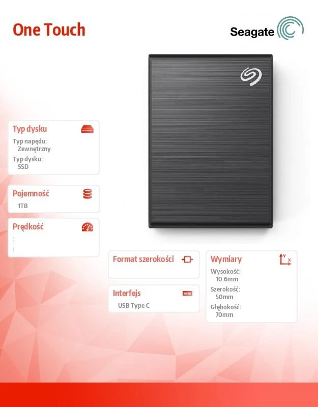 Kietasis diskas Seagate „One Touch STKG1000400“, 1 TB, USB C tipo, 3.2 kartos 1 (3.1 kartos 1), juodas