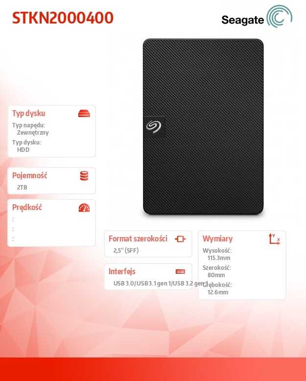 Kietasis diskas Seagate Išplėstinė 2 TB USB 3.0 išorinė atmintis STKN2000400