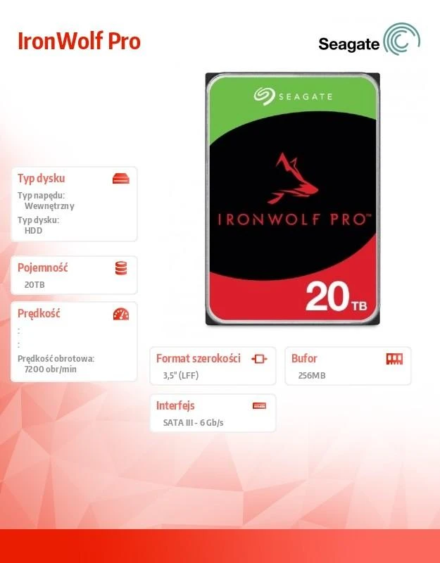 Seagate QNAP HDD | IronWolf Pro ST20000NT001 | 600 RPM | 20000 GB