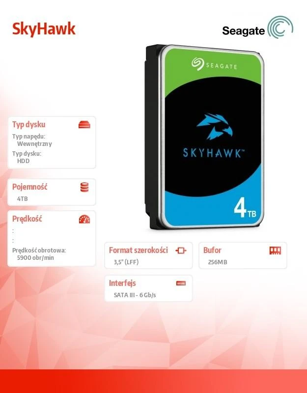 Seagate SkyHawk 4 TB 3.5'' SATA III (6 Gb/s) (ST4000VX016)