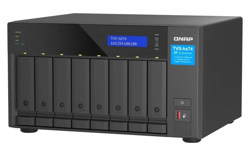 Serveris QNAP TVS-h874 NAS bokštas Intel® Core™ i5 i5-12400 32 GB DDR4 QuTS hero juodas