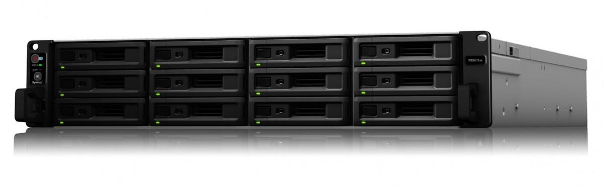 Synology Rack NAS RS3618xs iki 12 HDD/SSD su karštuoju keitimu, Xeon D-1521 keturių branduolių, procesoriaus dažnis 2,4 GHz, 8 GB, DDR4, RAID 0, 1, 5, 6, 10, hibridinis, 4 x 1GbE, 2 x USB 3.2 Gen 1 prievadai, 2 x išplėtimo prievadai, 2 x PCIe, keturi ventiliatoriai