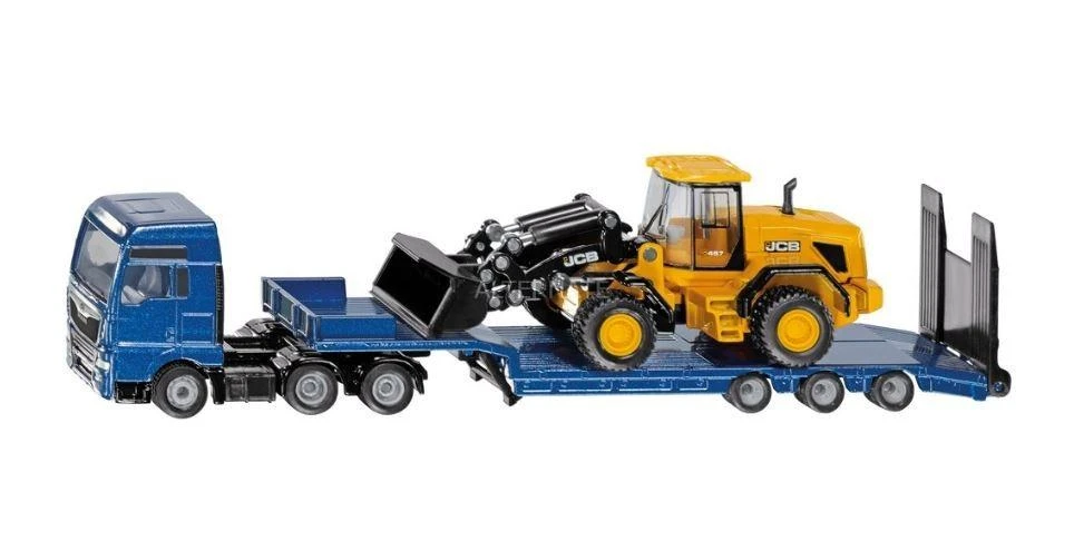 Žaislinis MAN TGX XXL sunkvežimis su JCB krautuvu Siku Super