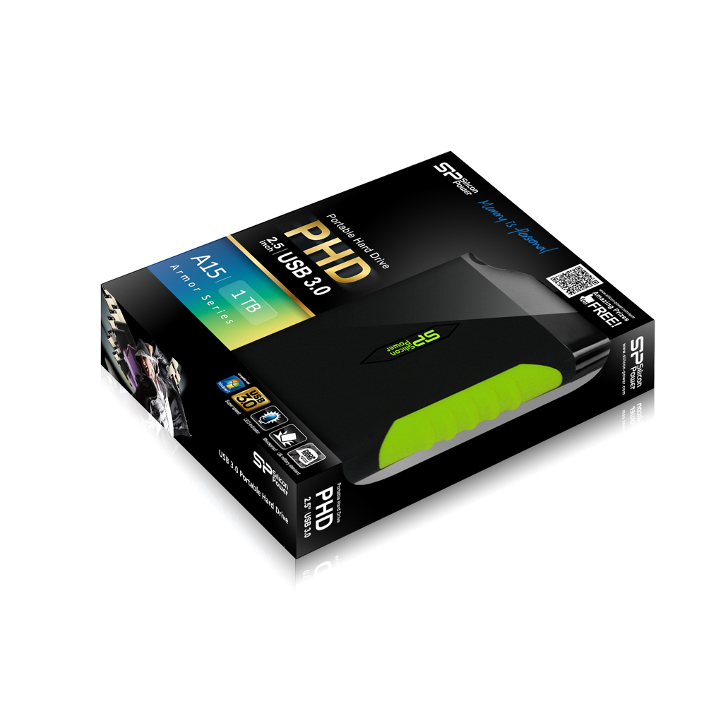 Kietasis diskas Silicon Power Armor A15 1TB 2.5 ", USB 3.0, Juodas