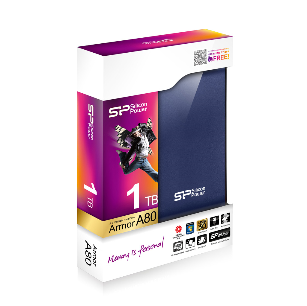 Kietasis diskas Silicon Power Armor A80 1TB 2.5 ", USB 3.0, Mėlyna