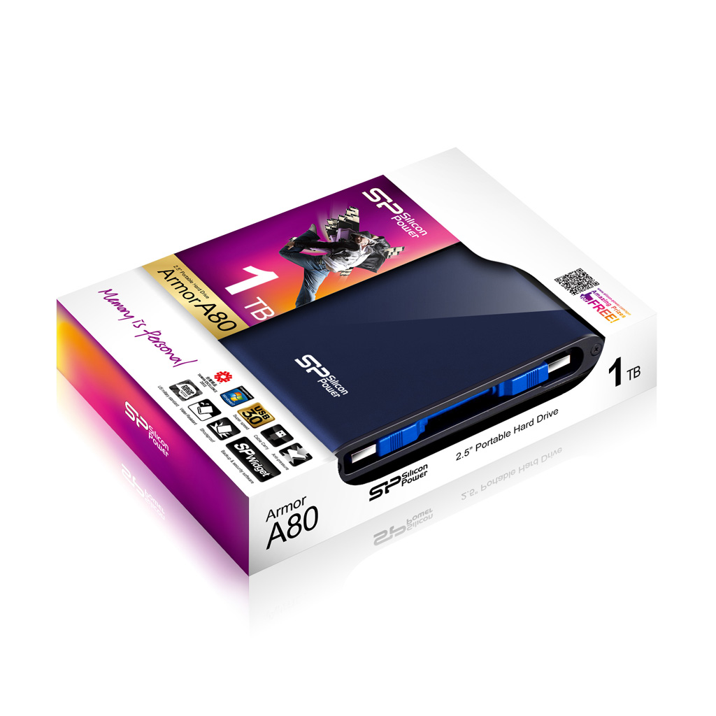 Kietasis diskas Silicon Power Armor A80 1TB 2.5 ", USB 3.0, Mėlyna
