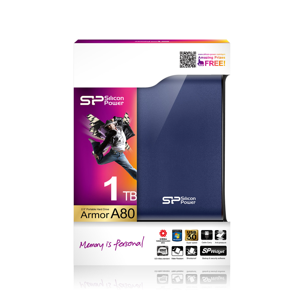 Kietasis diskas Silicon Power Armor A80 1TB 2.5 ", USB 3.0, Mėlyna