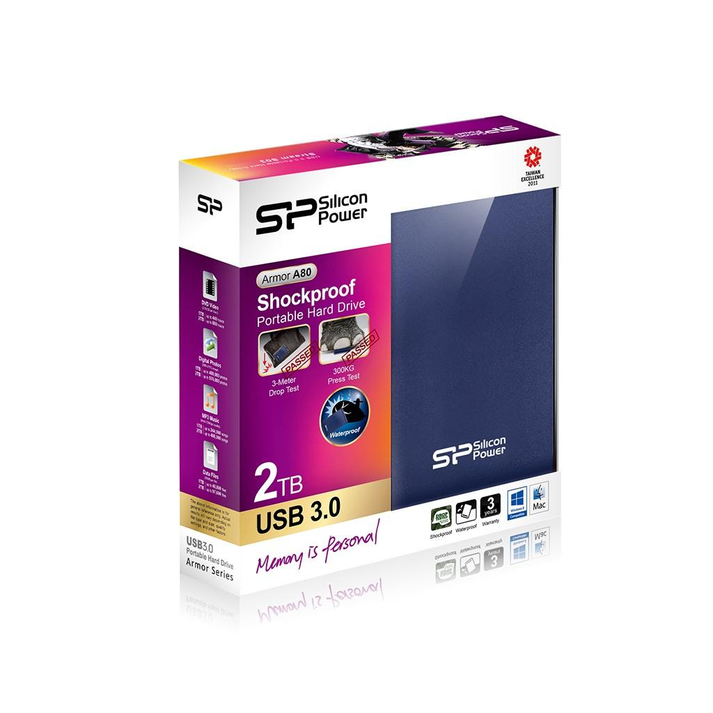 Kietasis diskas Silicon Power Armor A80 2TB | 2000 GB | 2,5" | USB 3.1 | Mėlyna