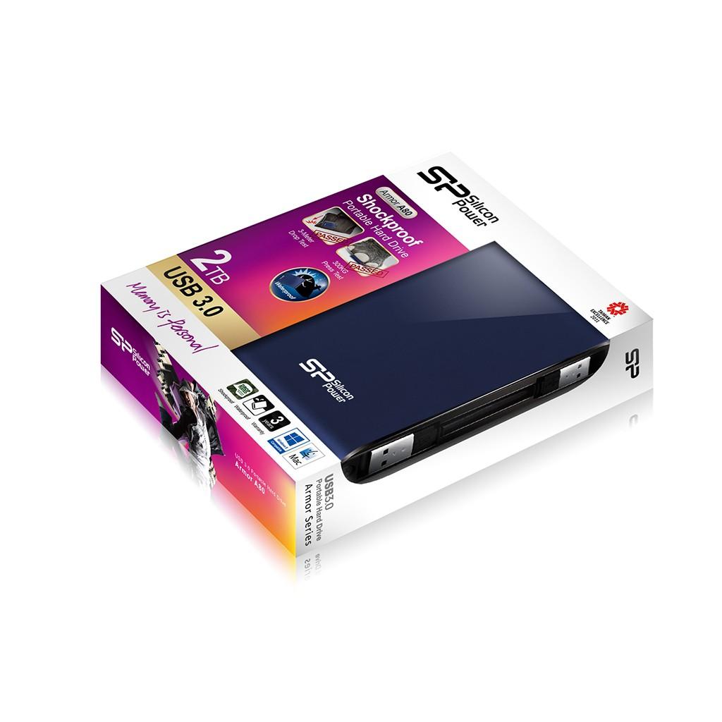 Kietasis diskas Silicon Power Armor A80 2TB | 2000 GB | 2,5" | USB 3.1 | Mėlyna