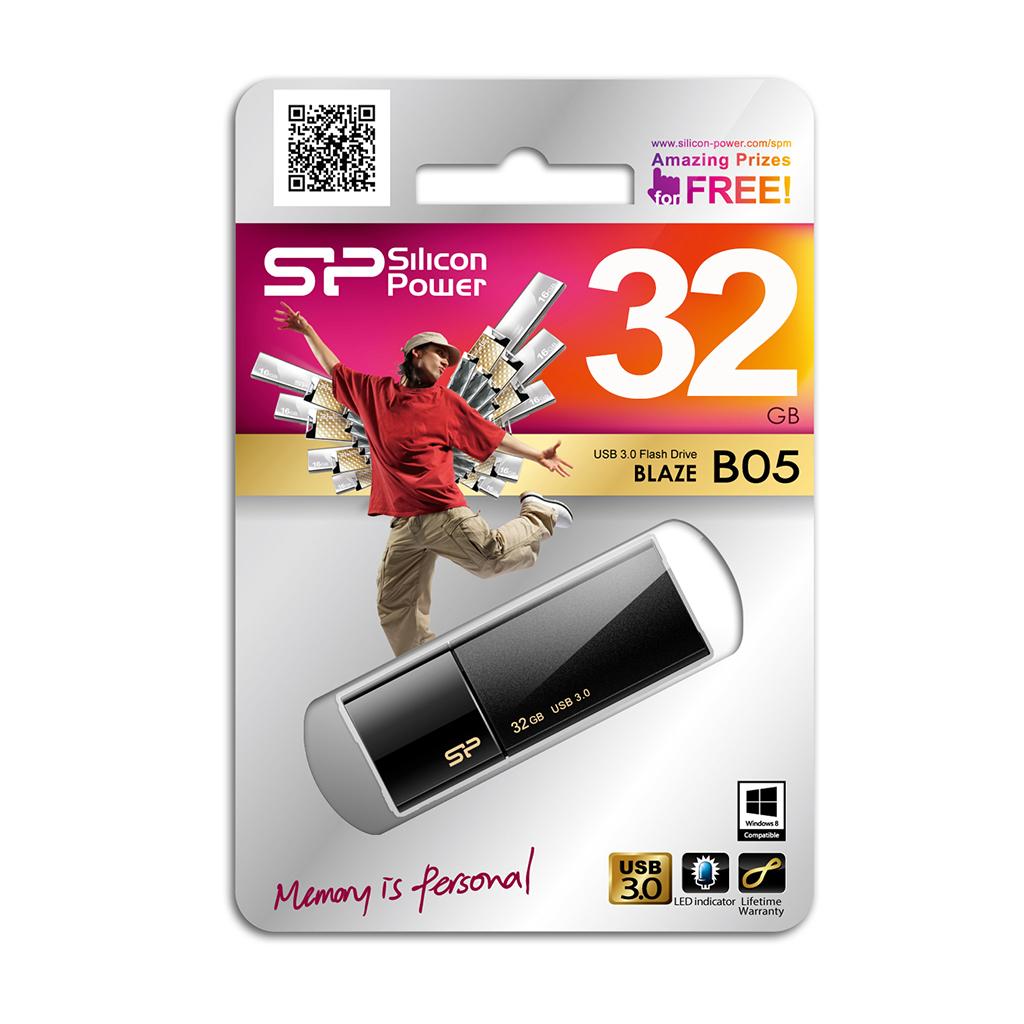 SILIKONIO MAITINIMO KOMPIUTERIS & COMMUNICAT SILICONPOW SP032GBUF3B05V1K Silicon Power atmintis USB Blaze B05 32GB USB 3.0 Juodas