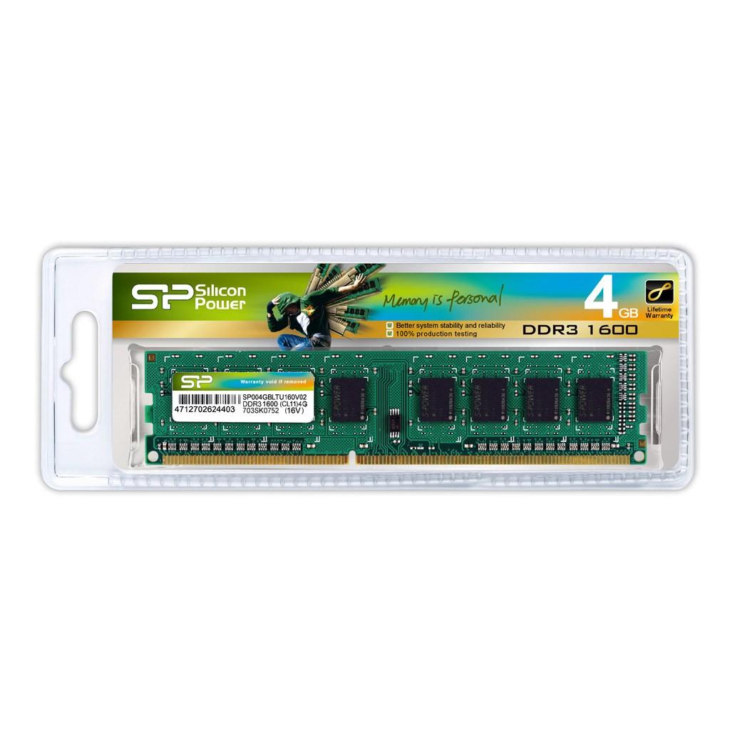 RAM Silicon Power SP004GBLTU160N02 atminties modulis 4 GB DDR3 1600 MHz