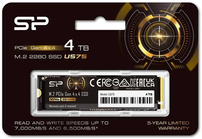SILICON POWER COMPUTER & COMMUNICAT SILICON POWER SSD US75 4TB M.2 PCIe NVMe Gen4x4 NVMe 1.4 7000/6500MB/s
