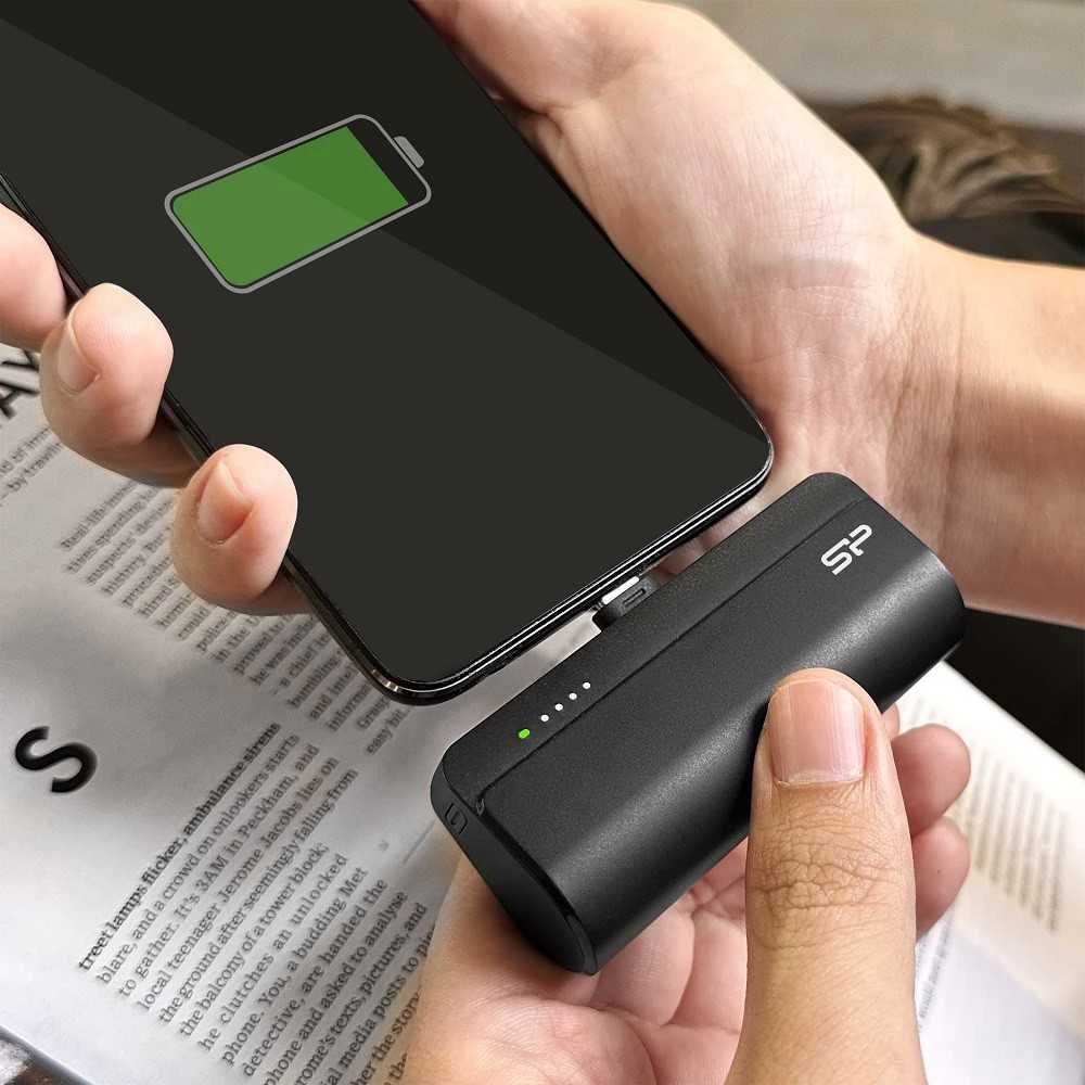 Silicon Power Bank | QD50 | 5000 mAh | USB-C | Juodas