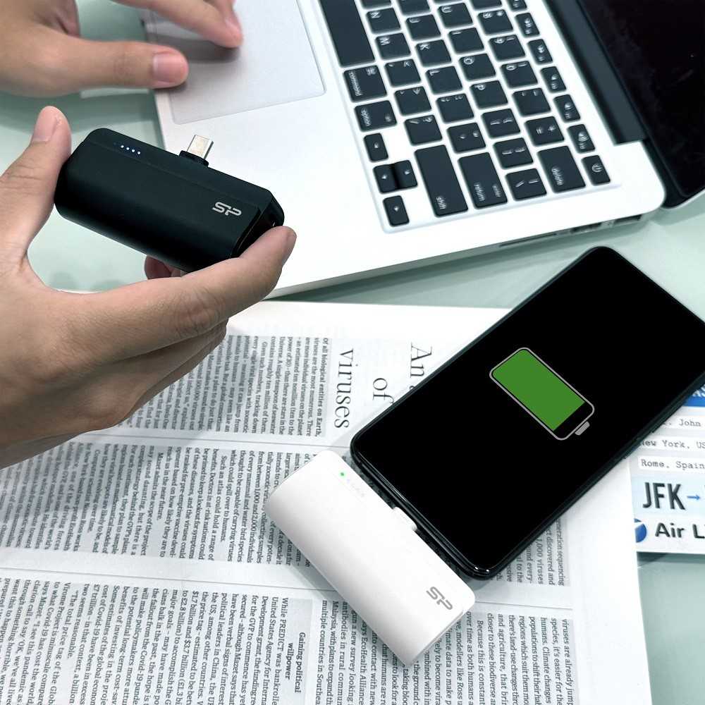 Silicon Power Bank | QD50 | 5000 mAh | USB-C | Baltas