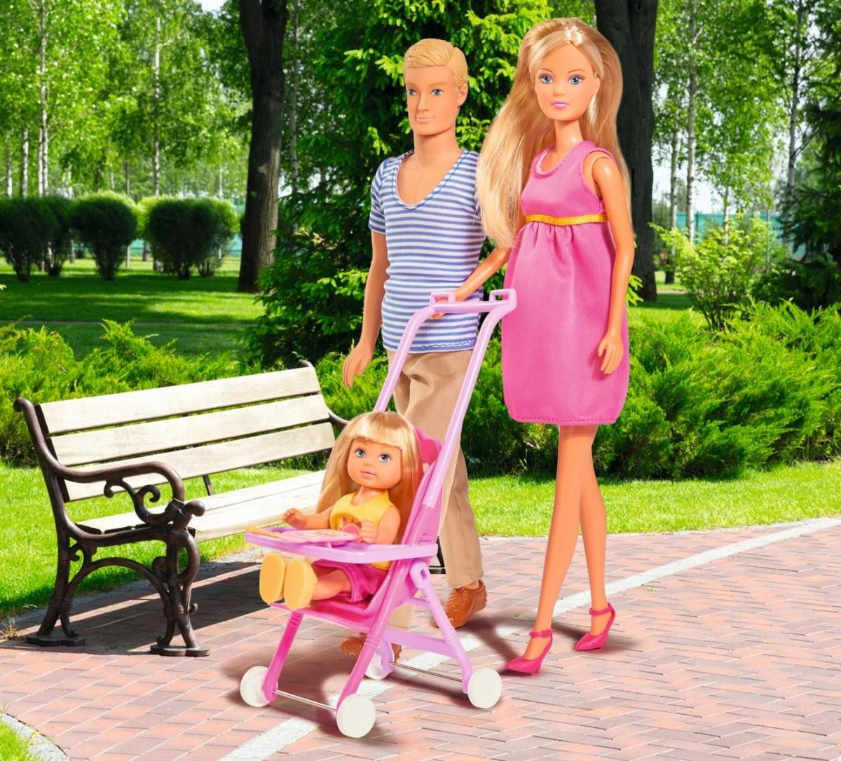 Simba Steffi lėlė nėštumo metu Kevino šeima su vaiku