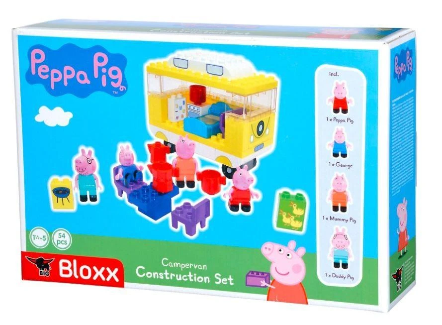 Big Bloxx „Big Kamper“ blokai „Swinka Peppa Bloxx 54 El + 4“ figūrėlės