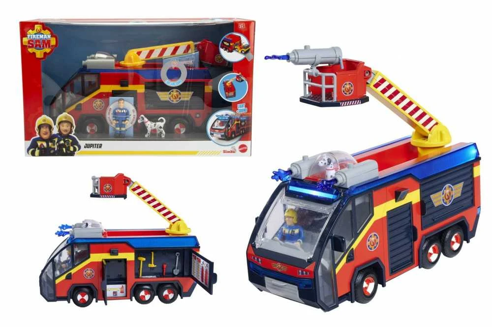 Simba Fireman Sam komplektas Big Gaisrinė mašina Jupiter interaktyvus automobilis + 2 figūrėlės šviesos garsas