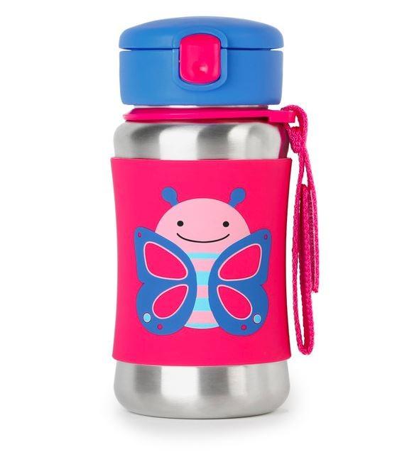 SKIP HOP gertuvė su šiaudeliu 12m+ 350ml Zoo Butterfly 252517