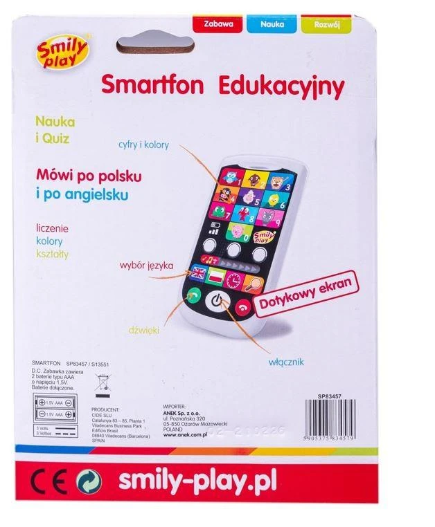 Vaikiškas edukacinis išmanusis telefonas Smily Play
