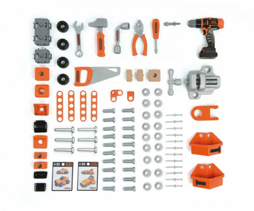 Smoby Black+Decker – Banco Da Lavoro Bricolo Builder Con 87 Accessori – Giocattolo Fai Da Te In Plastica Riciclata – Made In France Dai 3 Anni - copertina