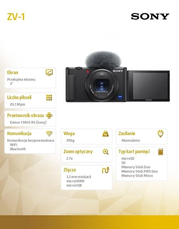 SONY ZV-1BDI Skaitmeninis fotoaparatas