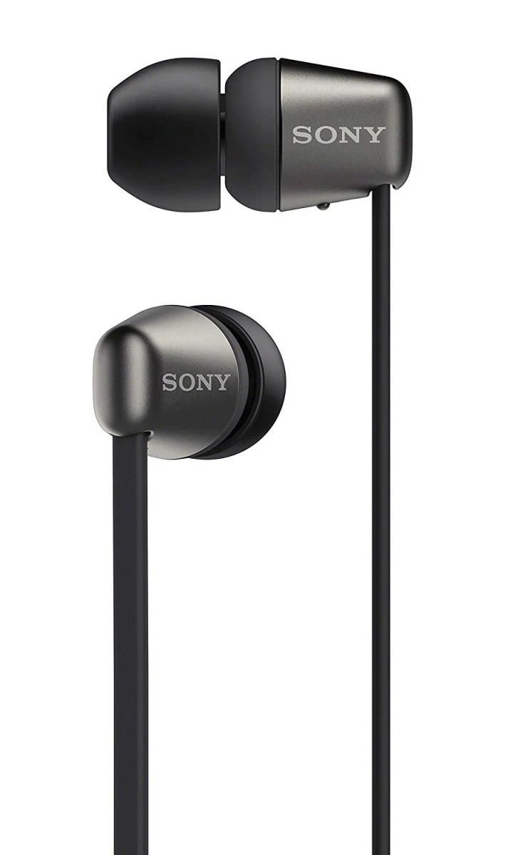 Belaidės į ausį įdedamos ausinės Sony WI-C310B su mikrofonu, Juodos