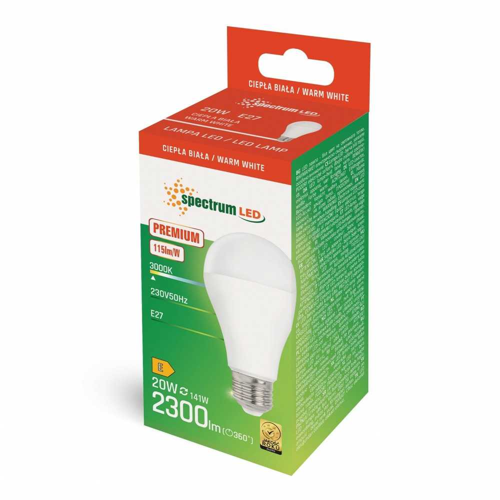 Spectrum LED lemputė E27 A65 20W 3000K 2300LM