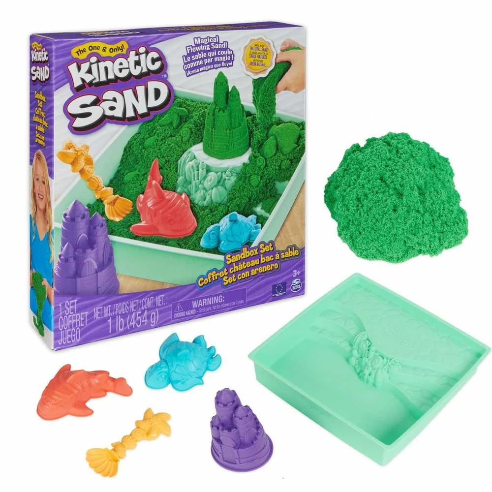 Spin Master Kinetic Sand Kinetinis smėlis – smėlio dėžės rinkinys – žalias (6067479)