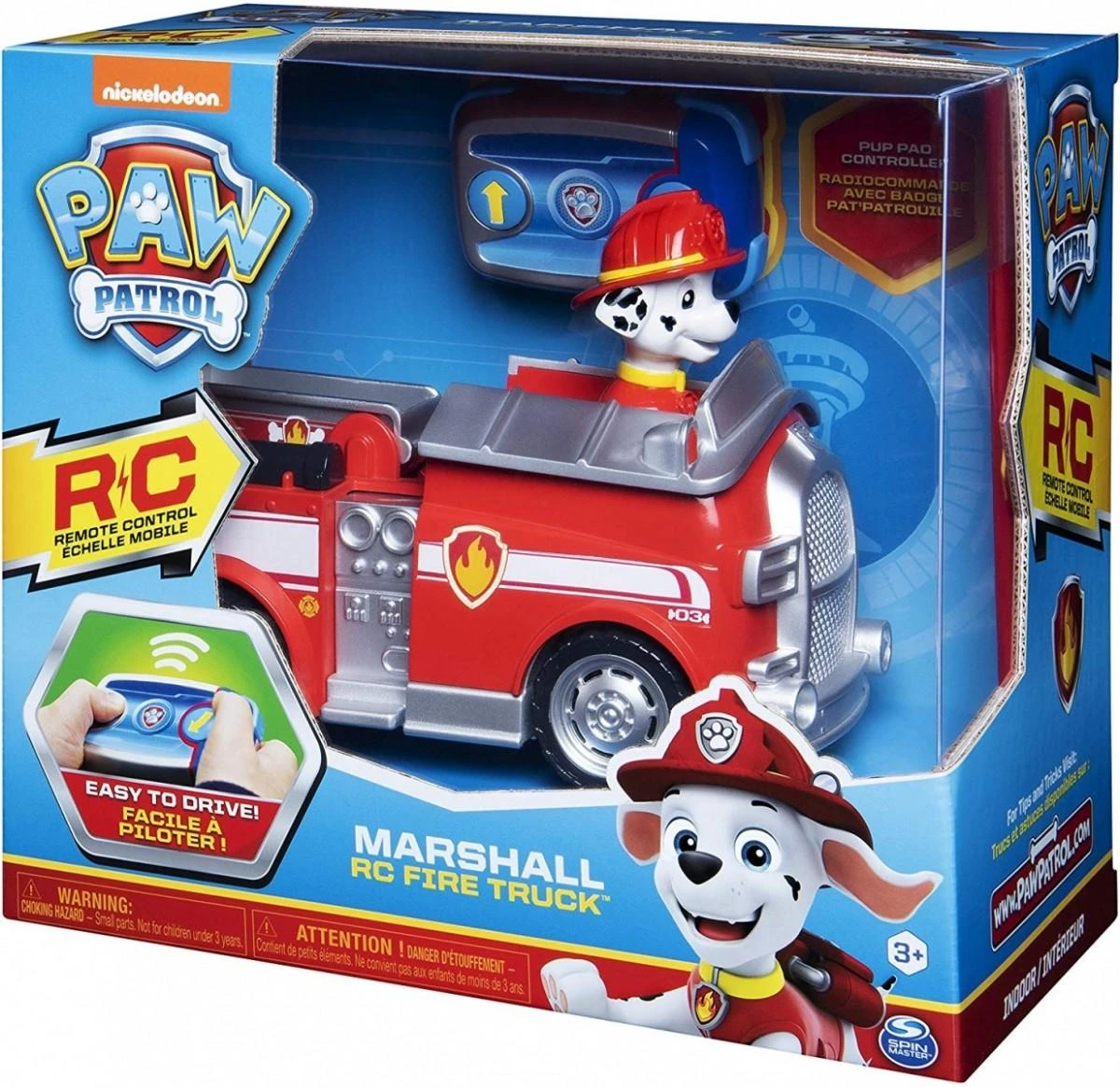 Spin Master Spin Master Paw Patrol nuotoliniu būdu valdomas gaisrinis automobilis Marshall + universalus nuotolinio valdymo pultas