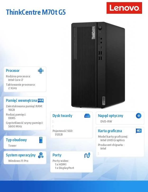 Stacionarus kompiuteris LENOVO TC M70t G5 TWR i7-14700 16GB