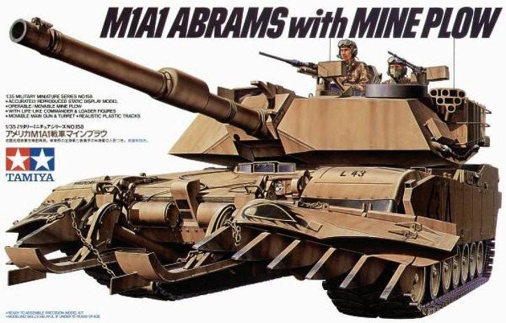 Tamiya JAV M1A1 Abrams su minų verstuvu 1/35 plastikinis modelis