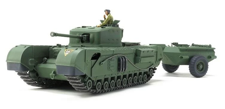 Tamiya Churchill Mk.VII Crocodile britų tankas 1/48 surinkimo rinkinys