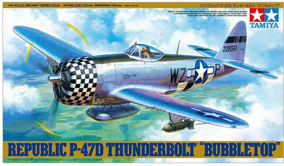 Tamiya - Republic P-47D Thunderbolt "Bubbletop", 1/48, 61090, spalvota